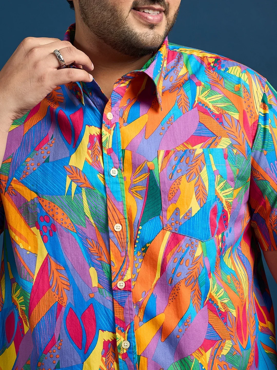 Men Plus Size Dios Self-Design Printed Multi Color Shirt - Image 6
