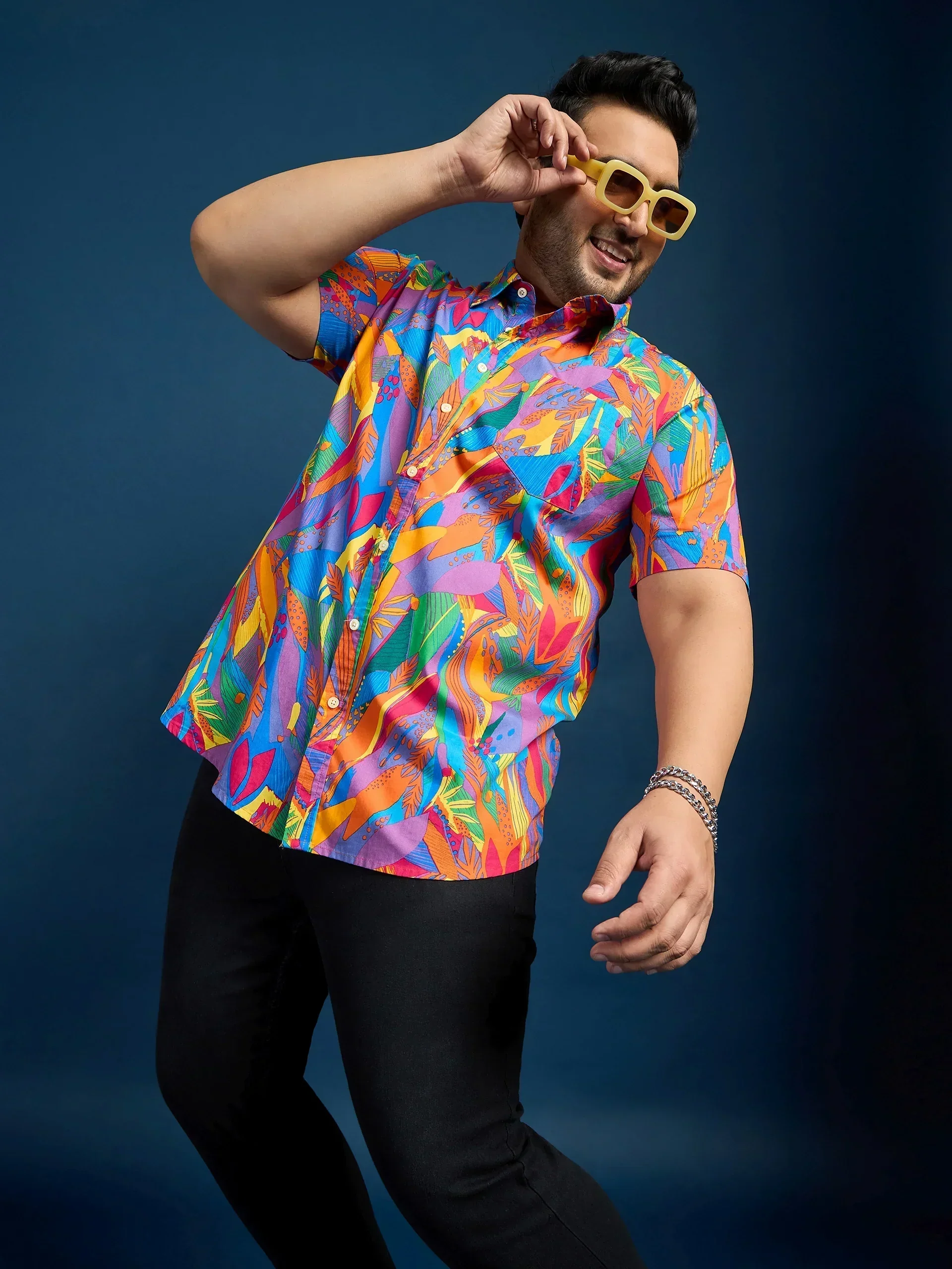 Men Plus Size Dios Self-Design Printed Multi Color Shirt - Image 7