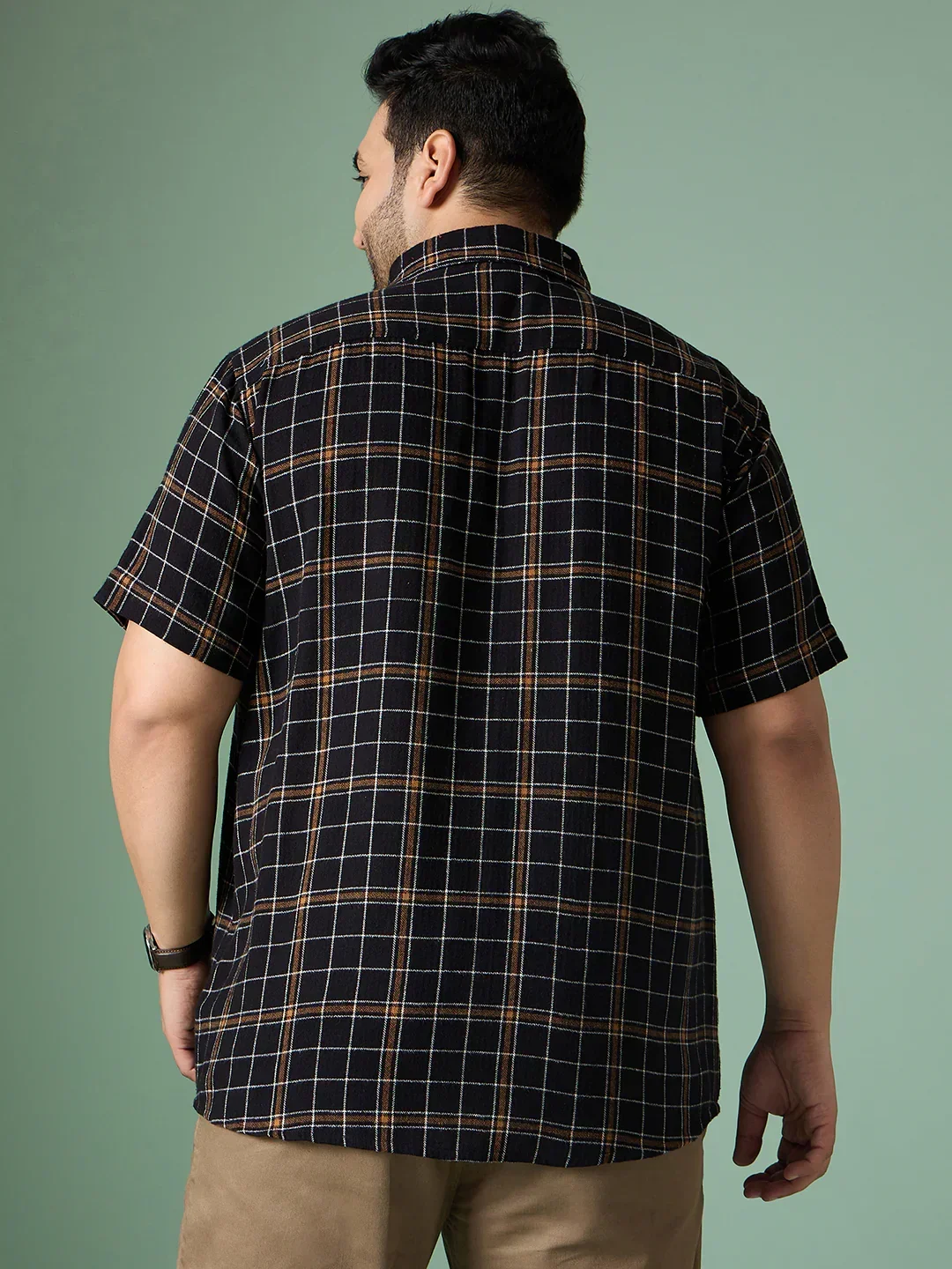 Men Plus Size Diversion Check Shirt - Image 5