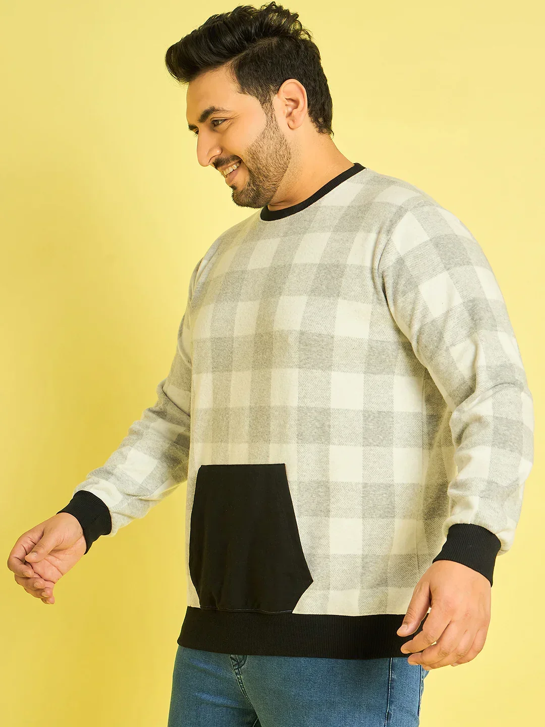 Men Plus Size Dobrovo Checks Sweatshirts - Image 3