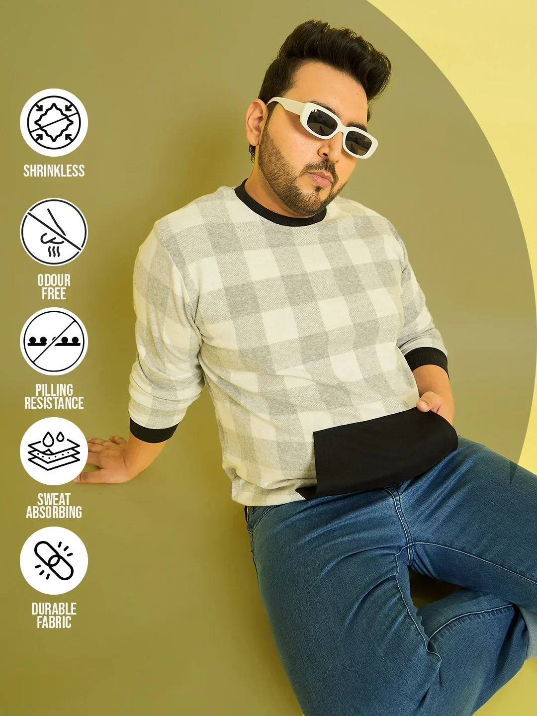 Men Plus Size Dobrovo Checks Sweatshirts - Image 7