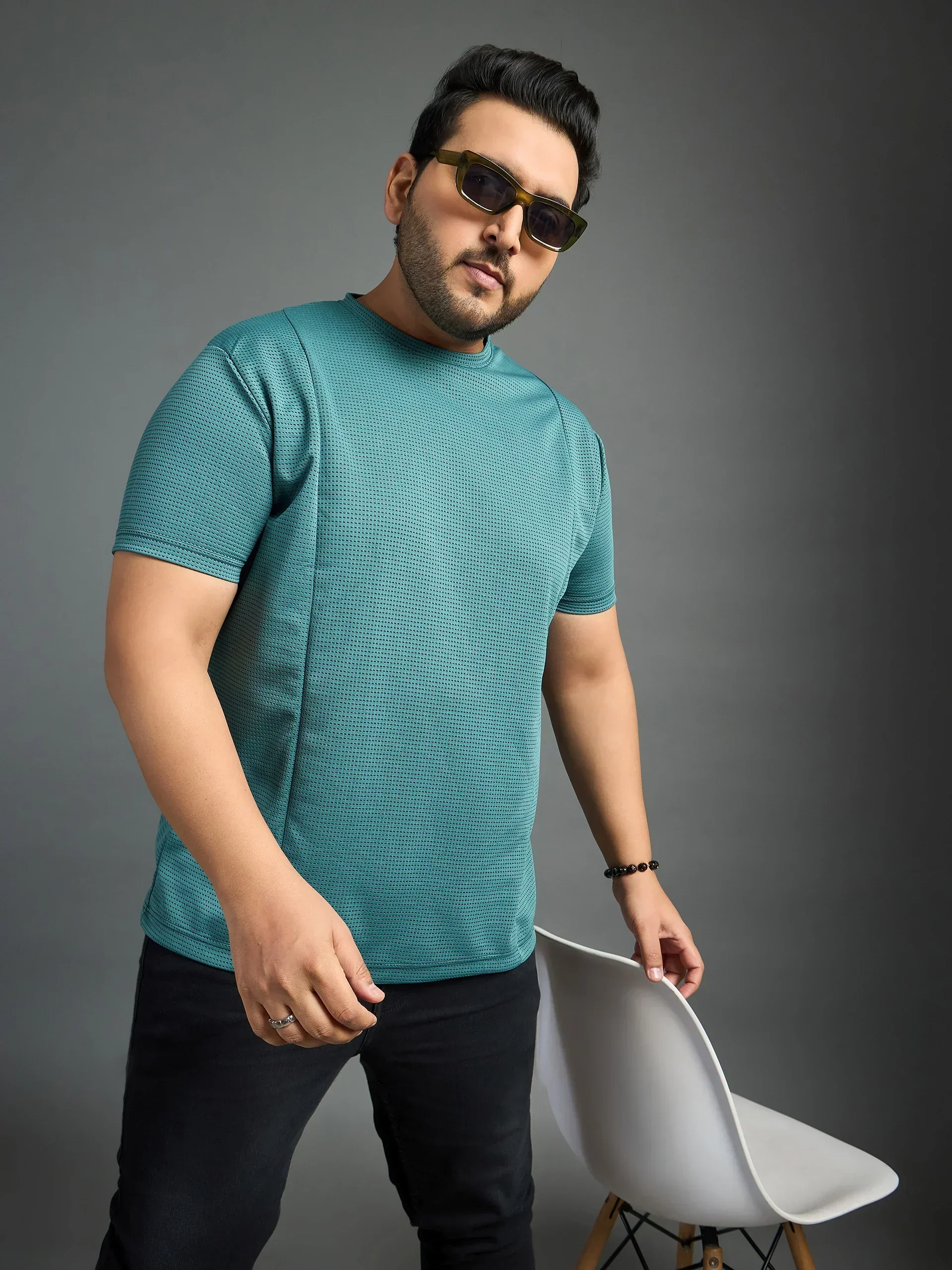 Men Plus Size Doctrine solid  Round Neck Tshirt
