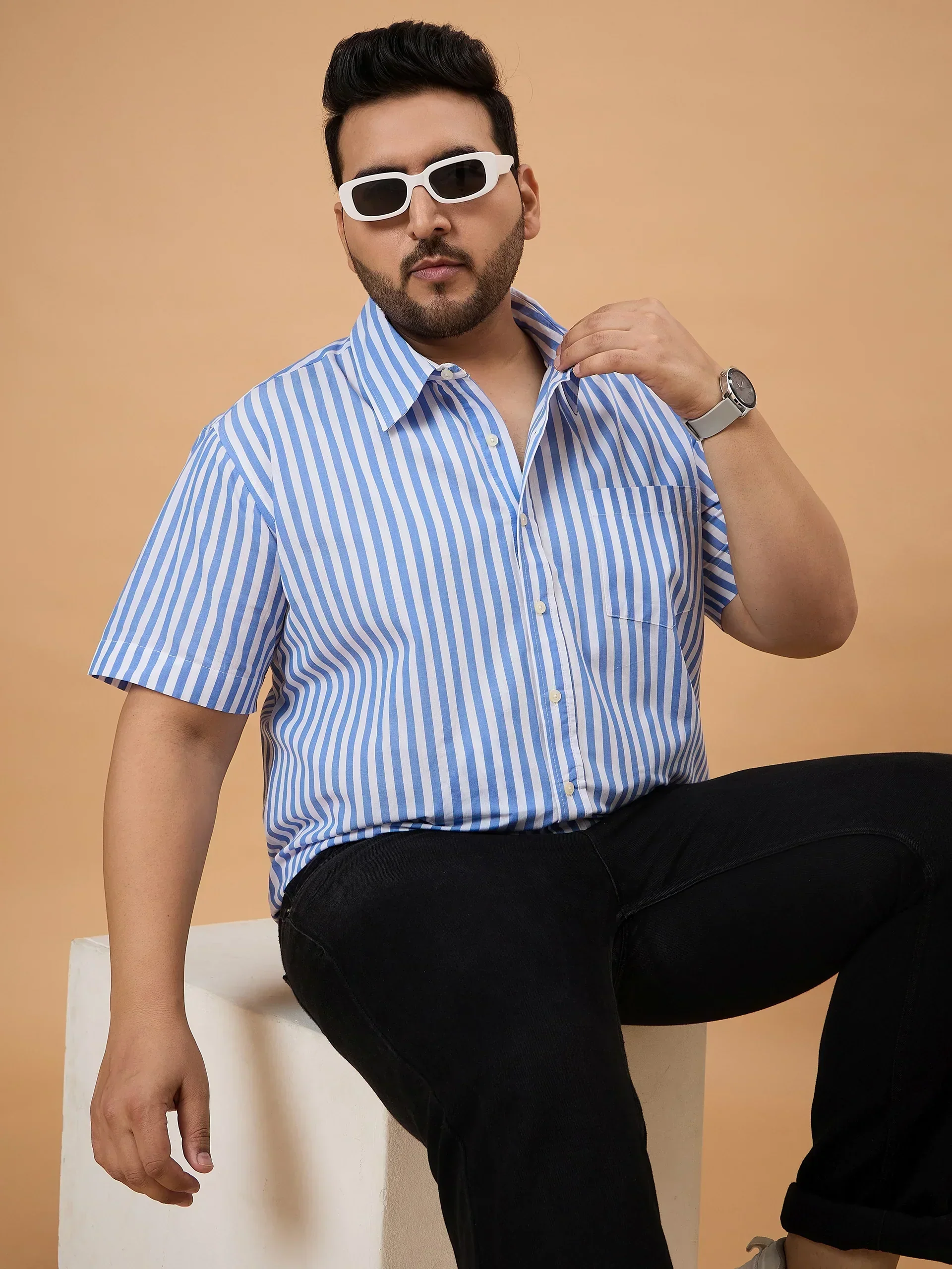 Men Plus Size Dorel Striped Shirt