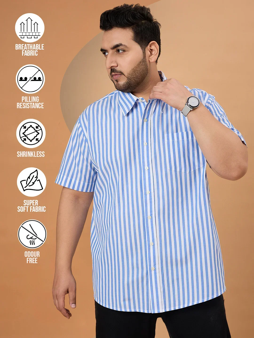 Men Plus Size Dorel Striped Shirt - Image 2