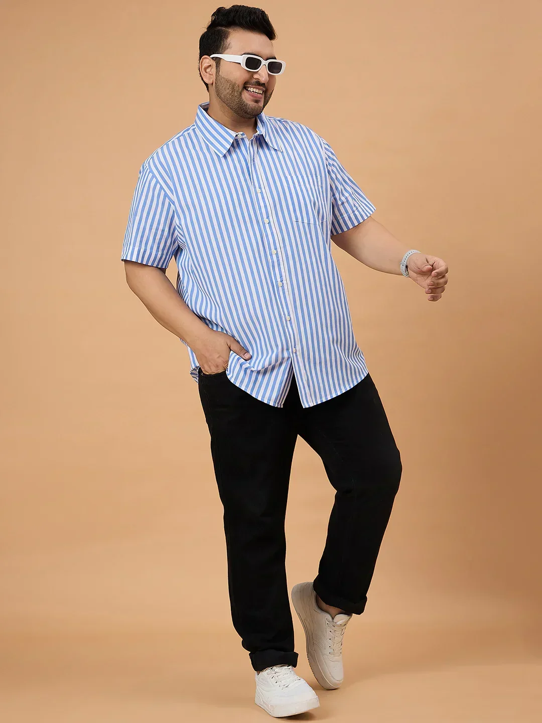 Men Plus Size Dorel Striped Shirt - Image 3