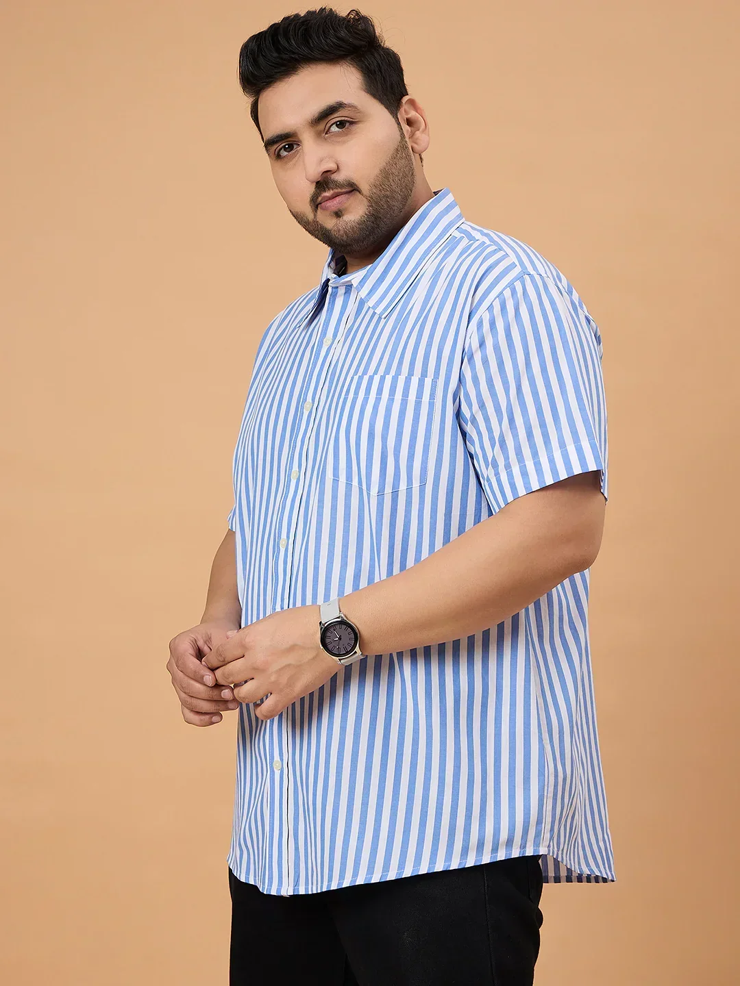 Men Plus Size Dorel Striped Shirt - Image 4