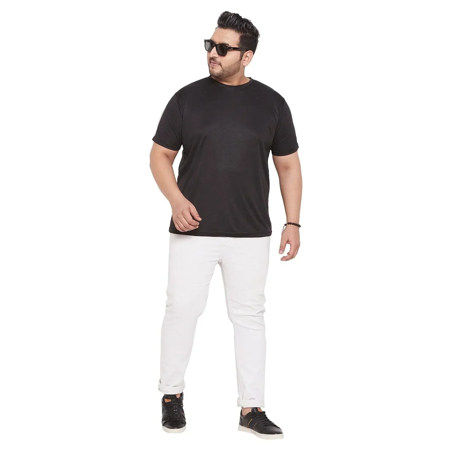 Men Plus Size Dote Solid Round Neck Tshirt