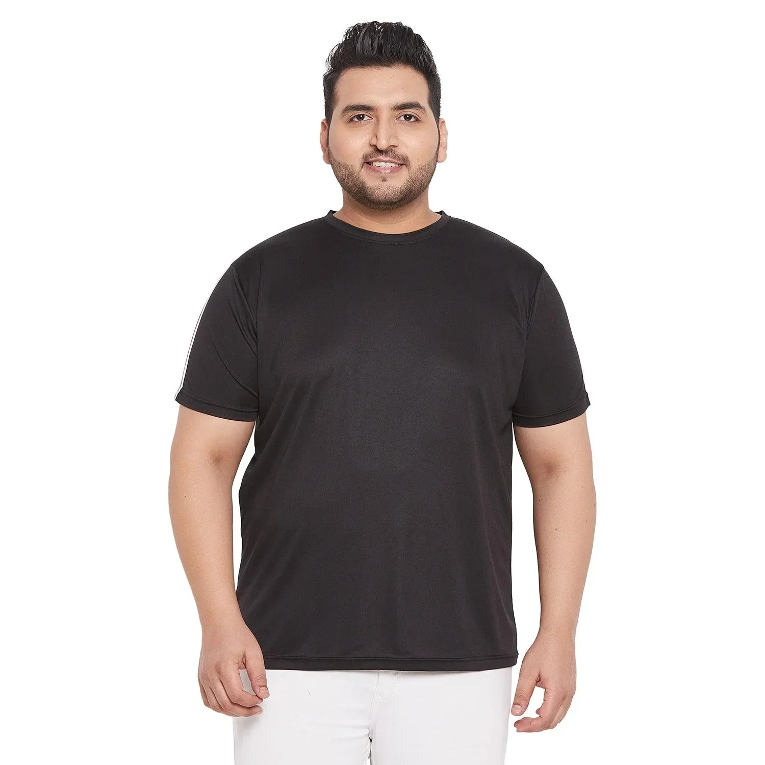 Men Plus Size Dote Solid Round Neck Tshirt - Image 2