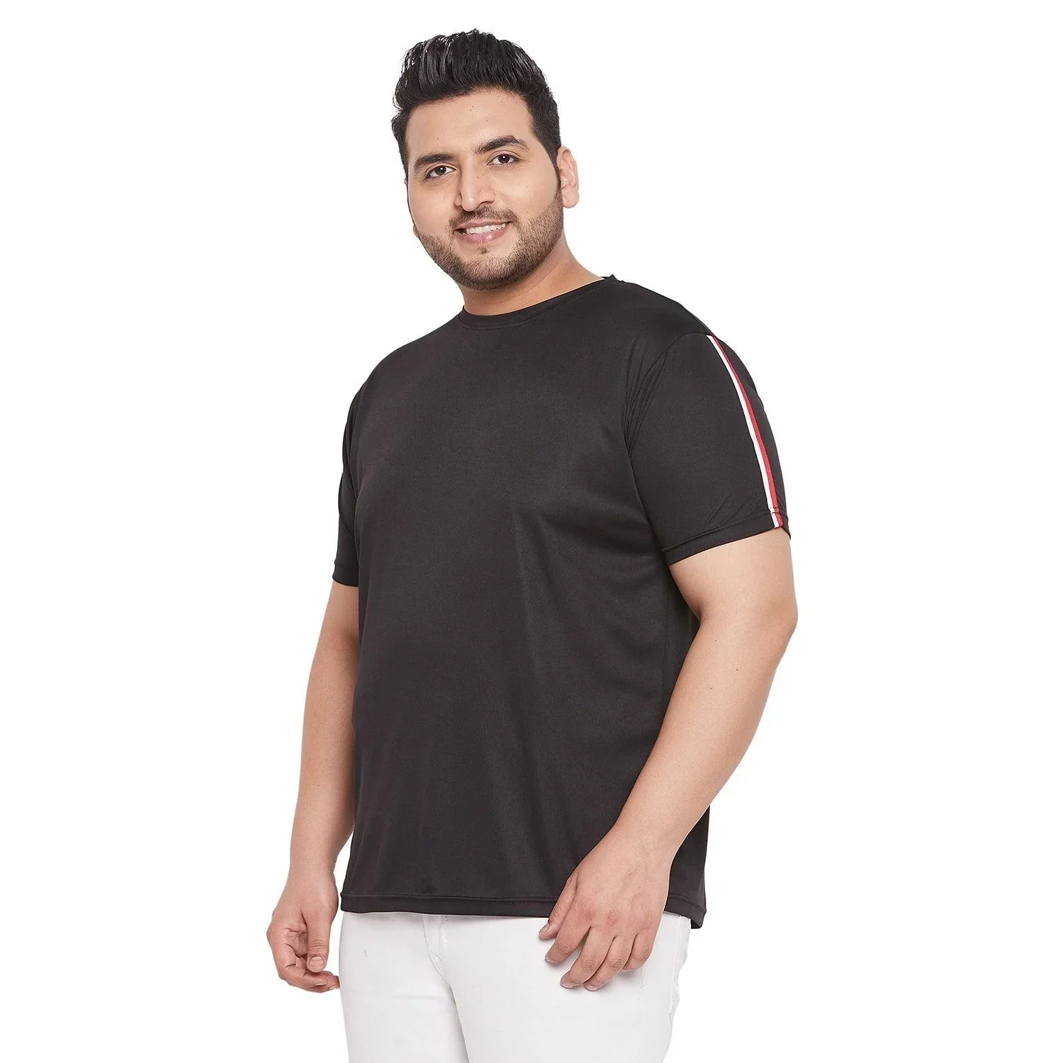 Men Plus Size Dote Solid Round Neck Tshirt - Image 3