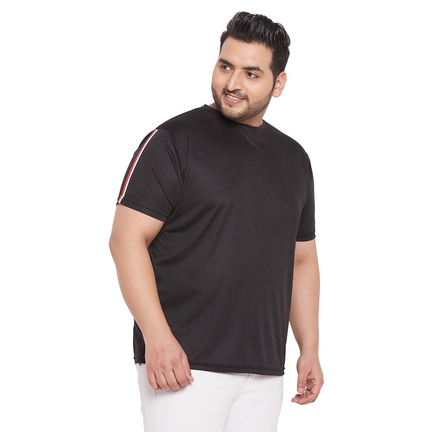 Men Plus Size Dote Solid Round Neck Tshirt - Image 4