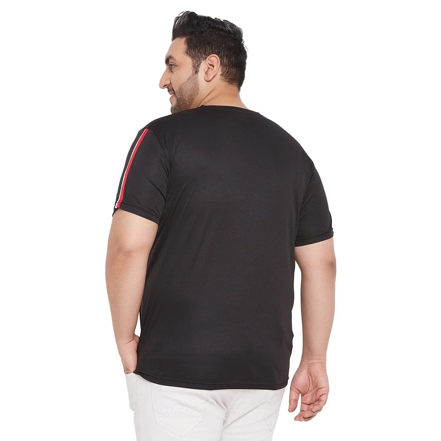 Men Plus Size Dote Solid Round Neck Tshirt - Image 5