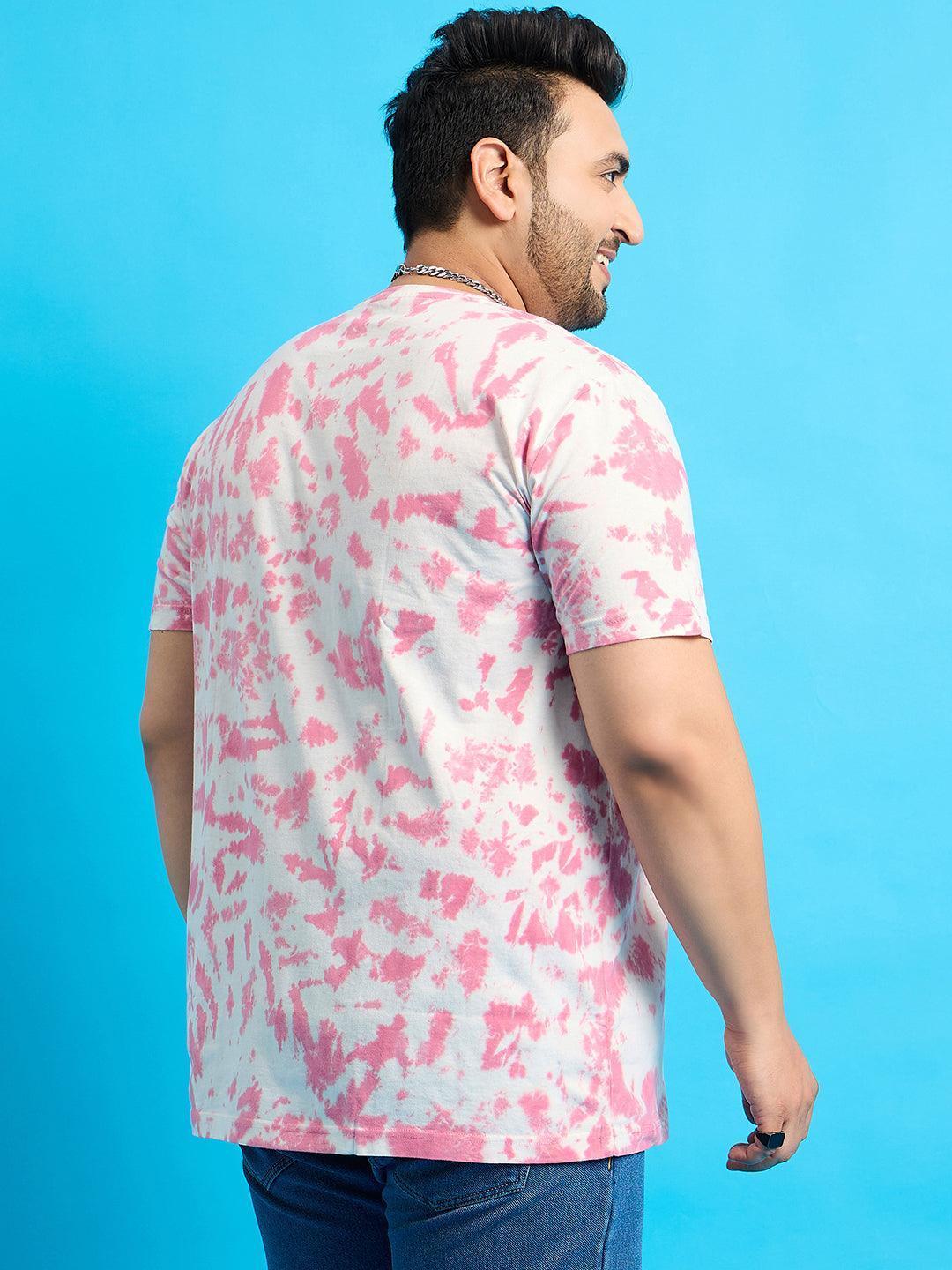 Men Plus Size Doton-Pink Printed Round Neck Tshirt - Image 6