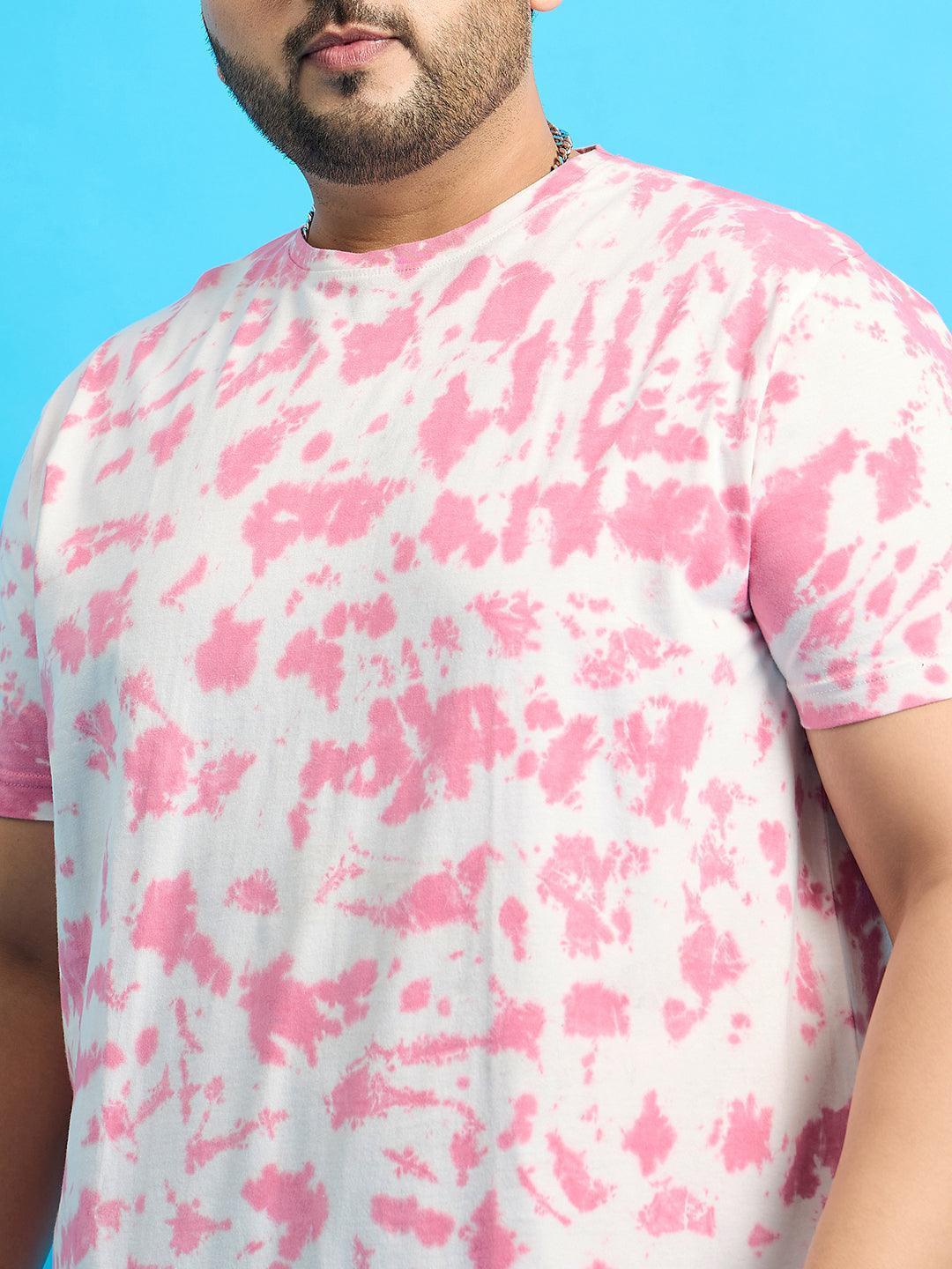 Men Plus Size Doton-Pink Printed Round Neck Tshirt - Image 7