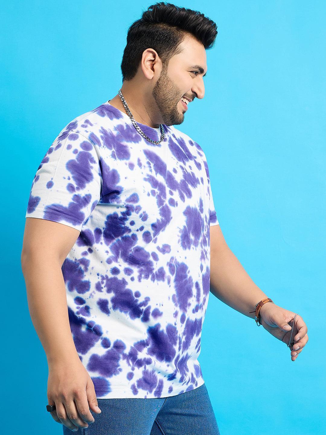 Men Plus Size Doton-Purple Printed Round Neck Tshirt - Image 4