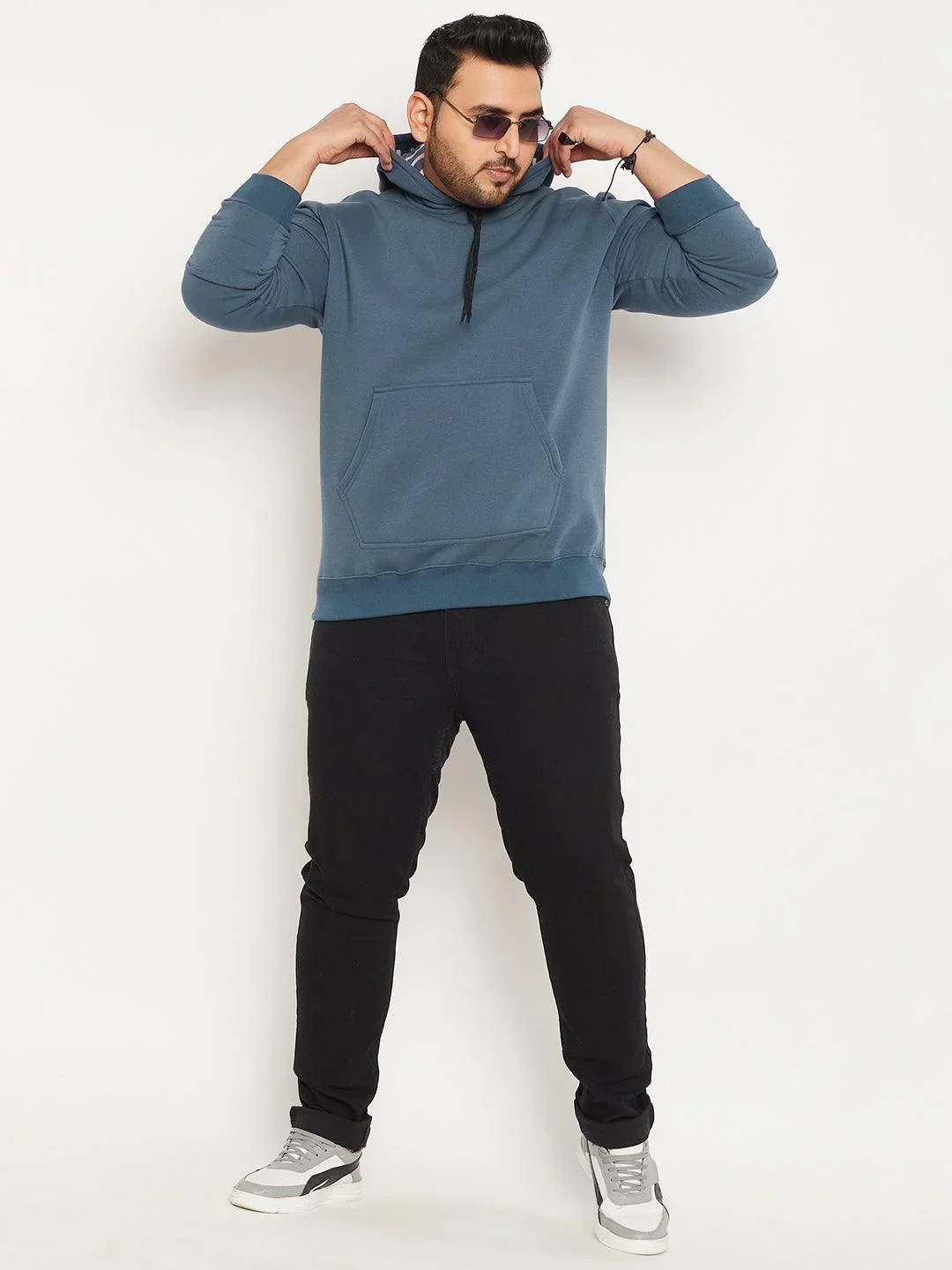 Men Plus Size Drape Solid Sweatshirt - Image 2