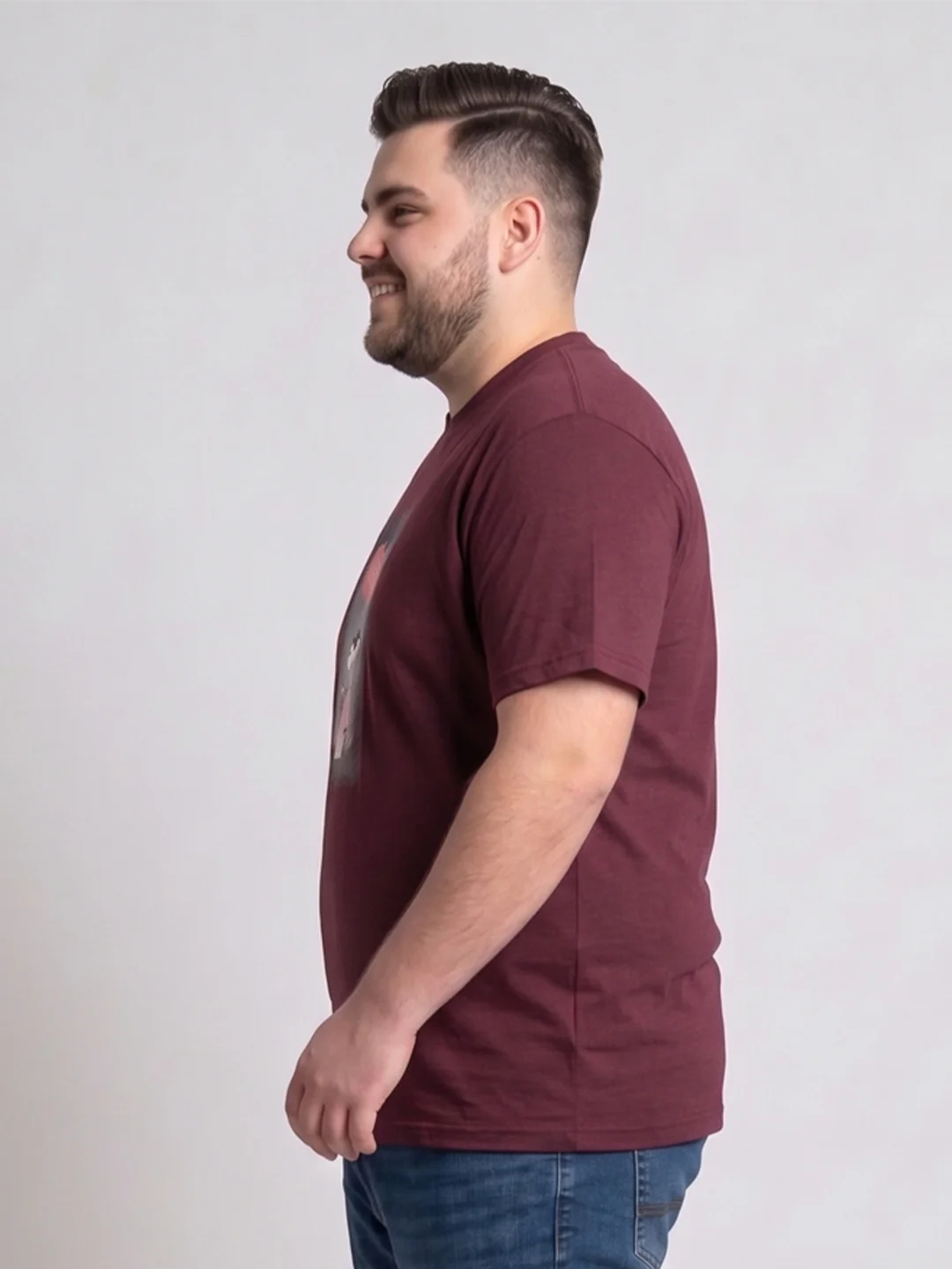 Men Plus Size Dreampaws Maroon Printed Round Neck - Image 2