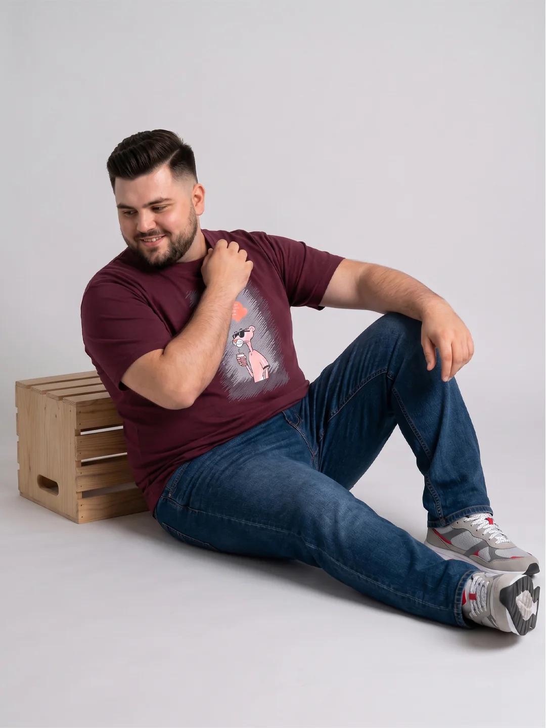 Men Plus Size Dreampaws Maroon Printed Round Neck - Image 4