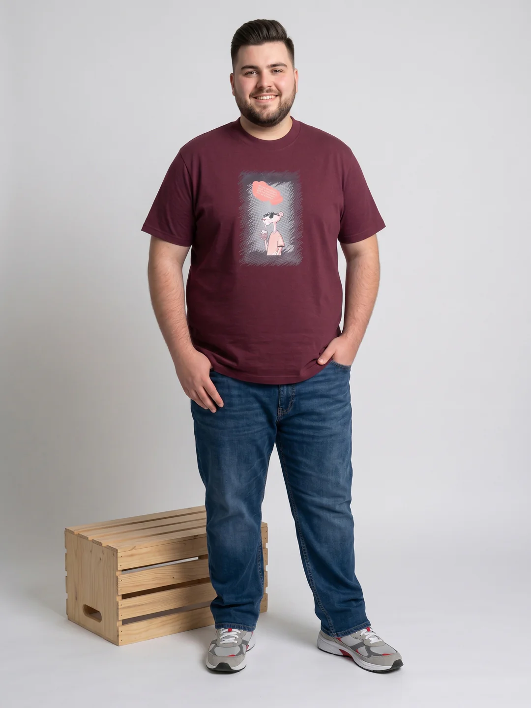 Men Plus Size Dreampaws Maroon Printed Round Neck - Image 7