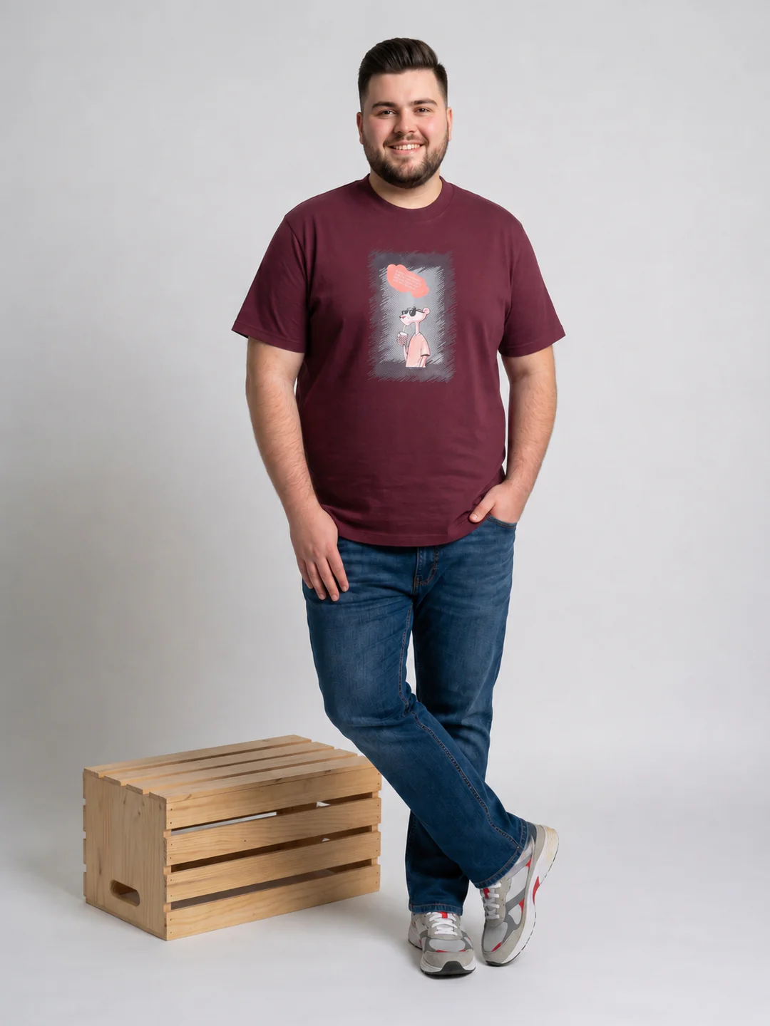Men Plus Size Dreampaws Maroon Printed Round Neck - Image 8