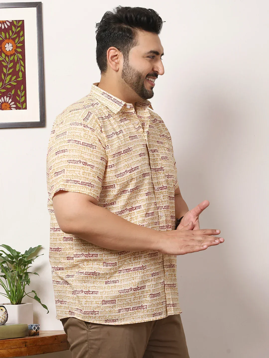 Men Plus Size Drevia Multicolor Printed Shirt - Image 4