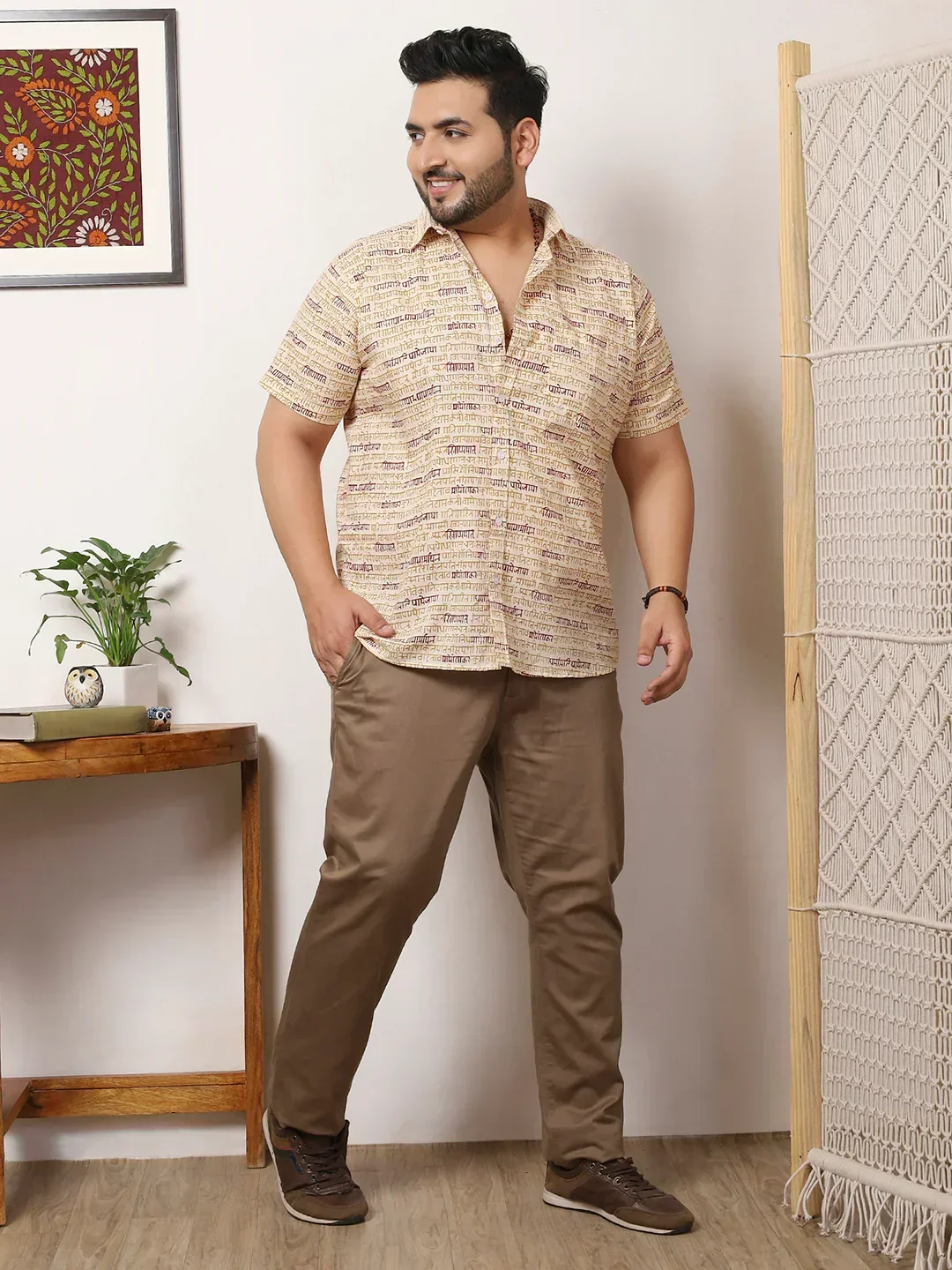 Men Plus Size Drevia Multicolor Printed Shirt - Image 7
