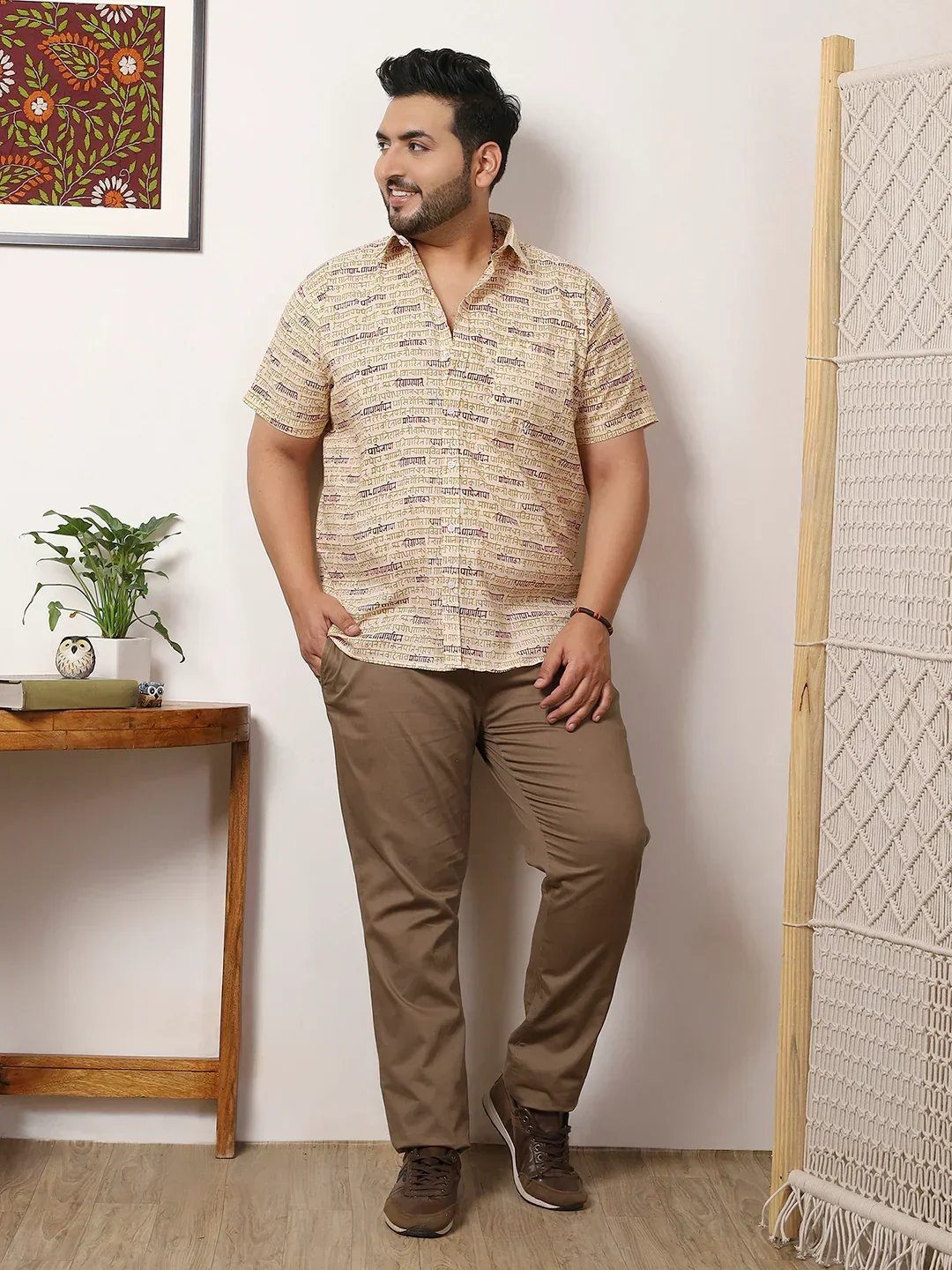 Men Plus Size Drevia Multicolor Printed Shirt - Image 8