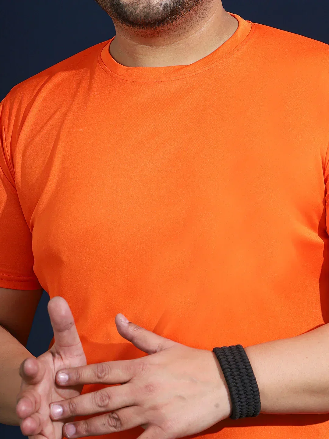 Men Plus Size Dripline Printed Orange Round Neck Tshirt - Image 6