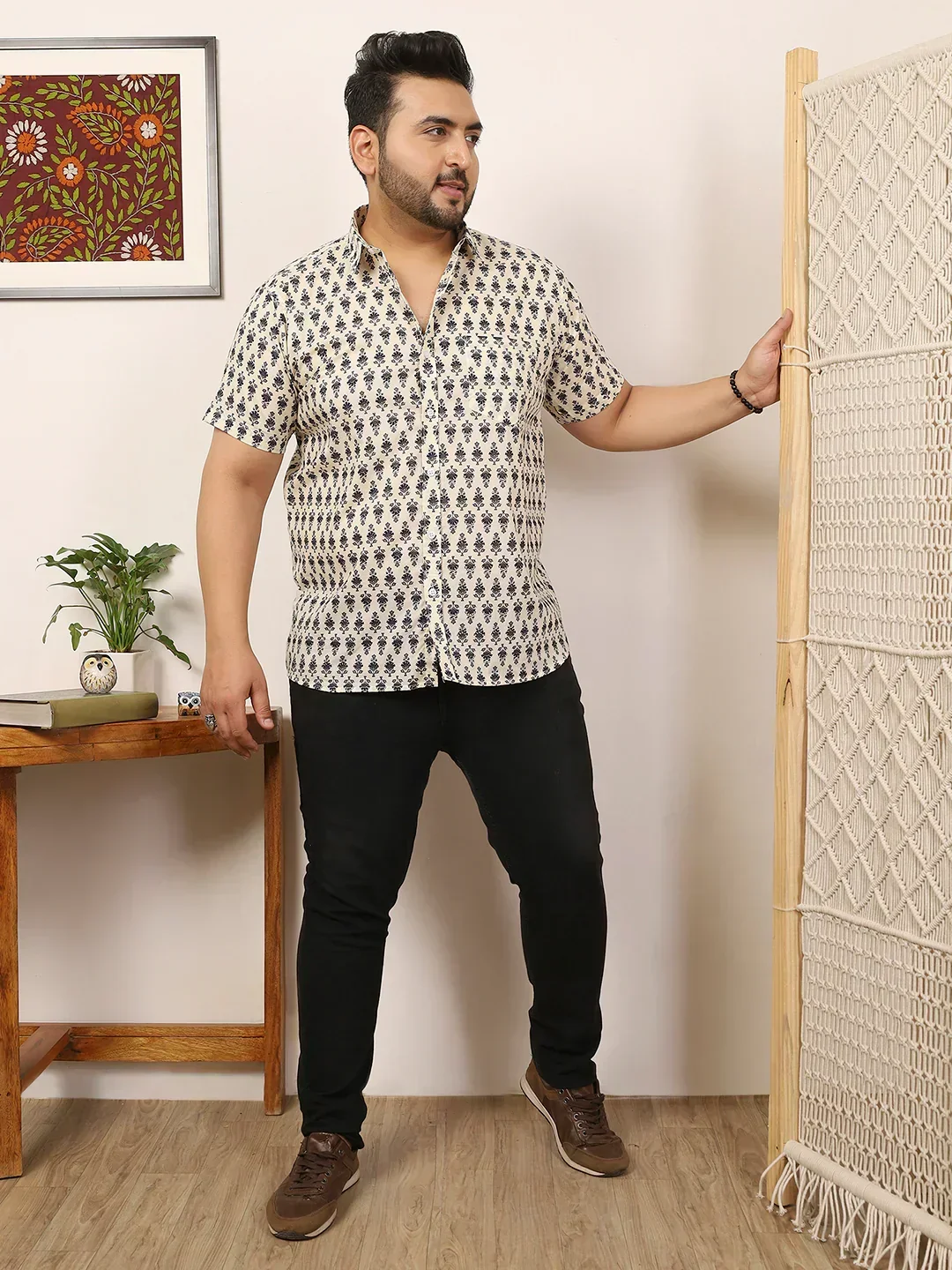 Men Plus Size Duvera Multicolor Printed Shirt - Image 3