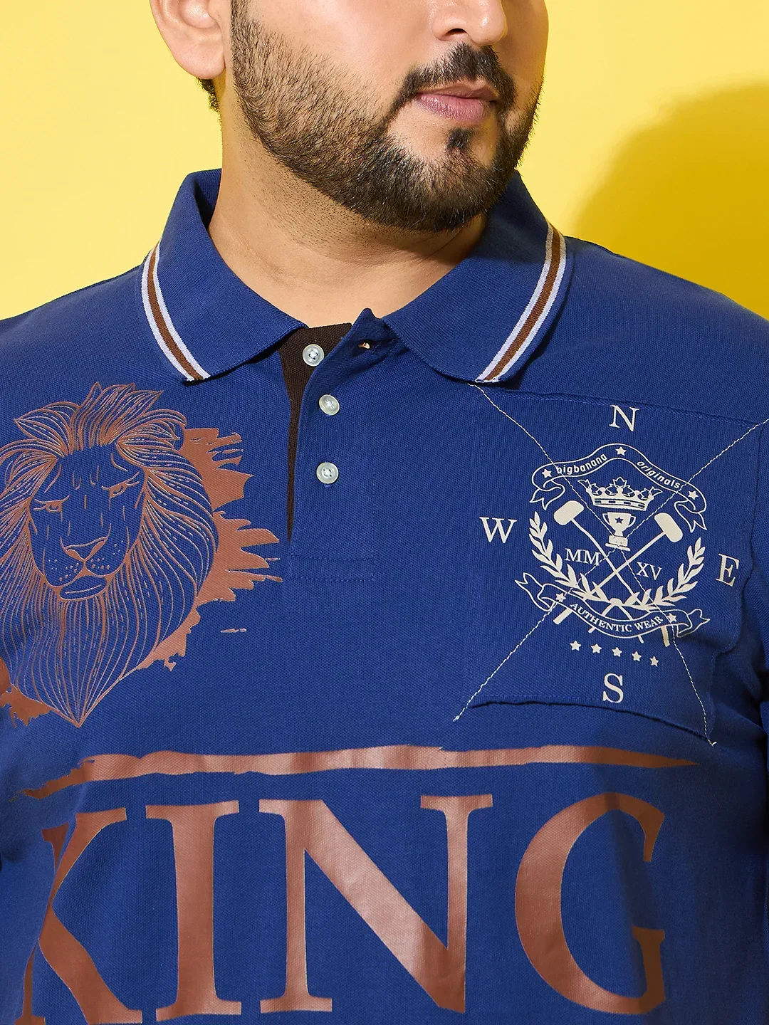 Men Plus Size Dynast Blue Printed Polo Tshirt - Image 7