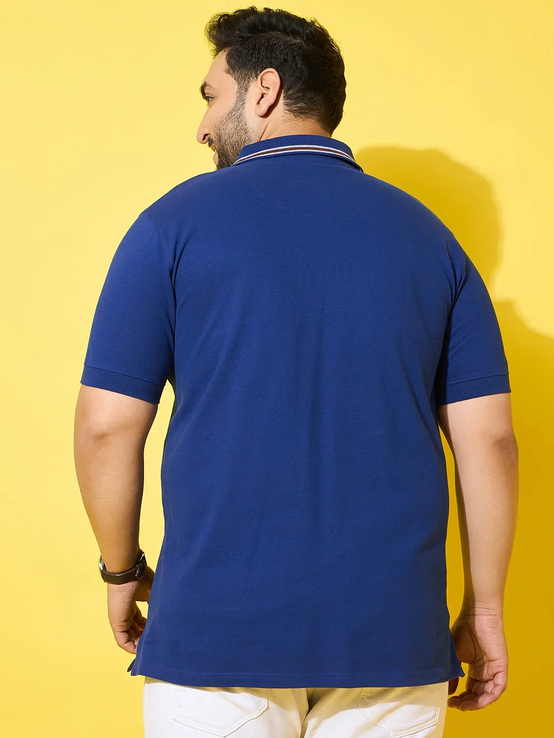 Men Plus Size Dynast Blue Printed Polo Tshirt - Image 9