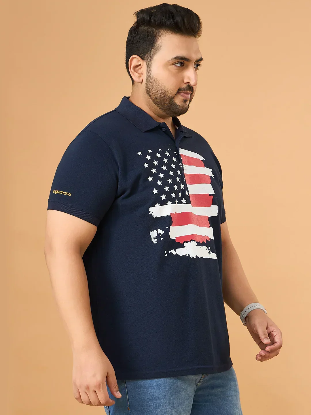Men Plus Size Eagles Navy Printed Polo Tshirt - Image 5