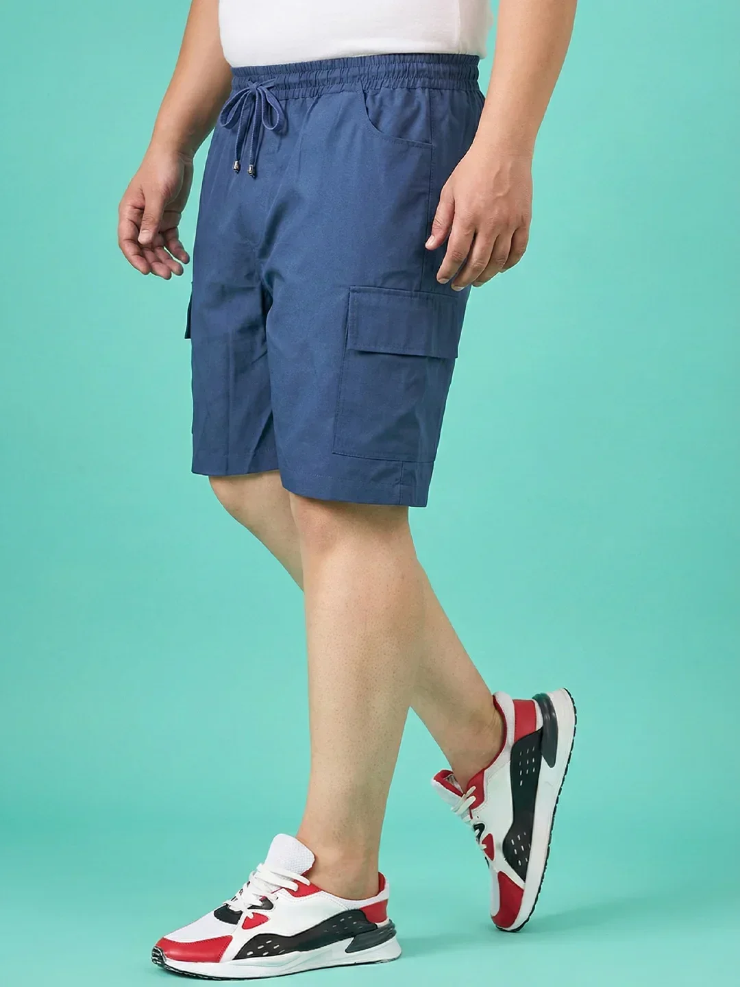 Men Plus Size Ease-Blue Solid Shorts - Image 2