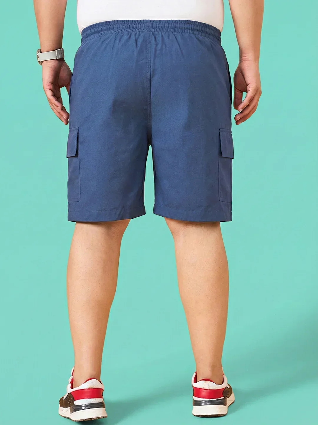 Men Plus Size Ease-Blue Solid Shorts - Image 4