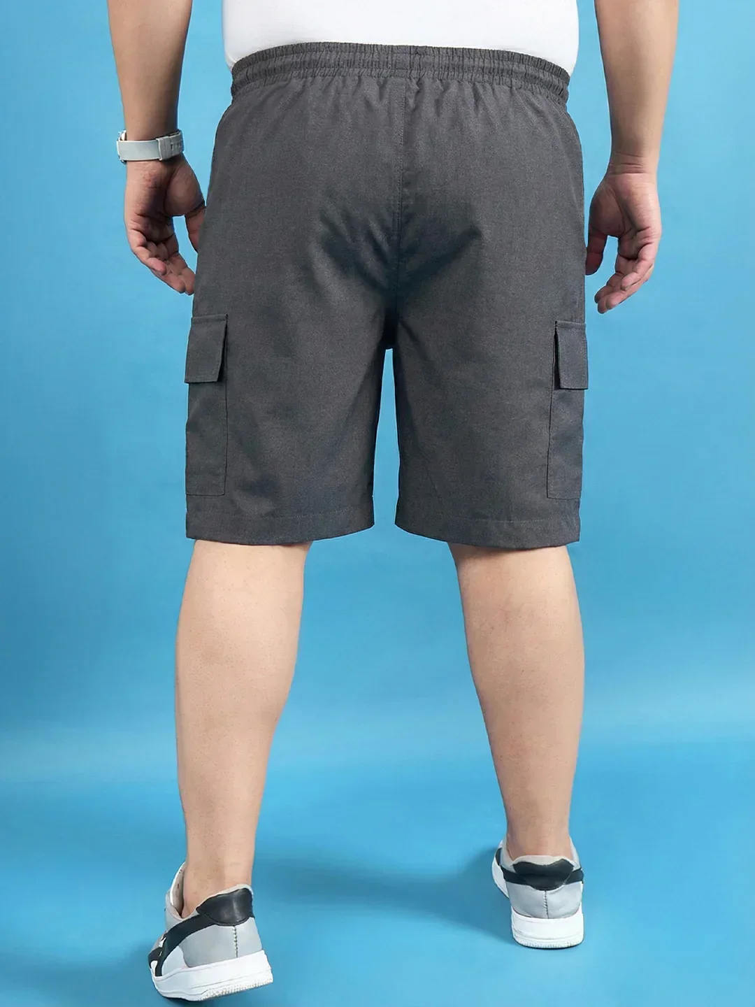 Men Plus Size Ease-Grey Solid Shorts - Image 5