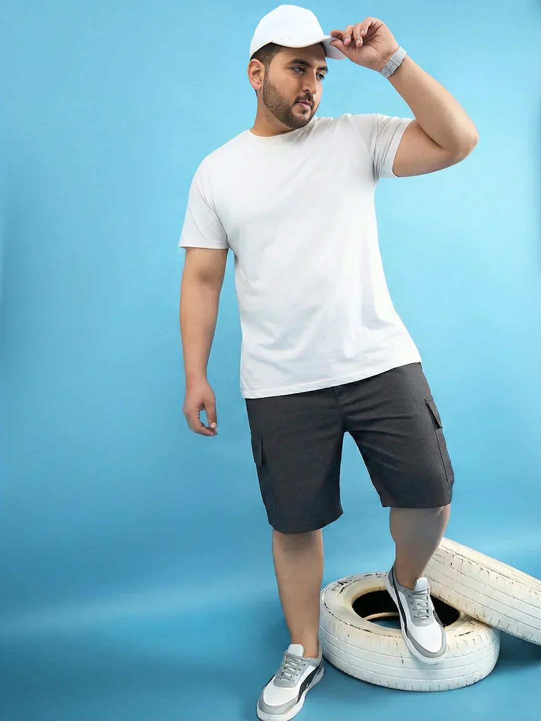 Men Plus Size Ease-Grey Solid Shorts - Image 6