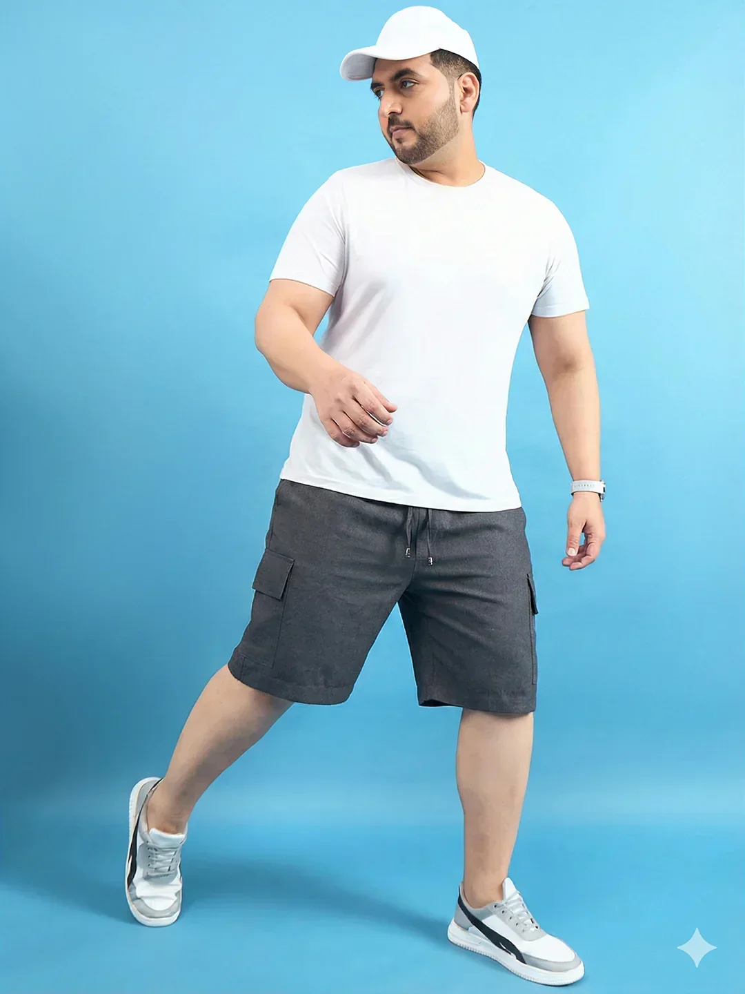 Men Plus Size Ease-Grey Solid Shorts - Image 7