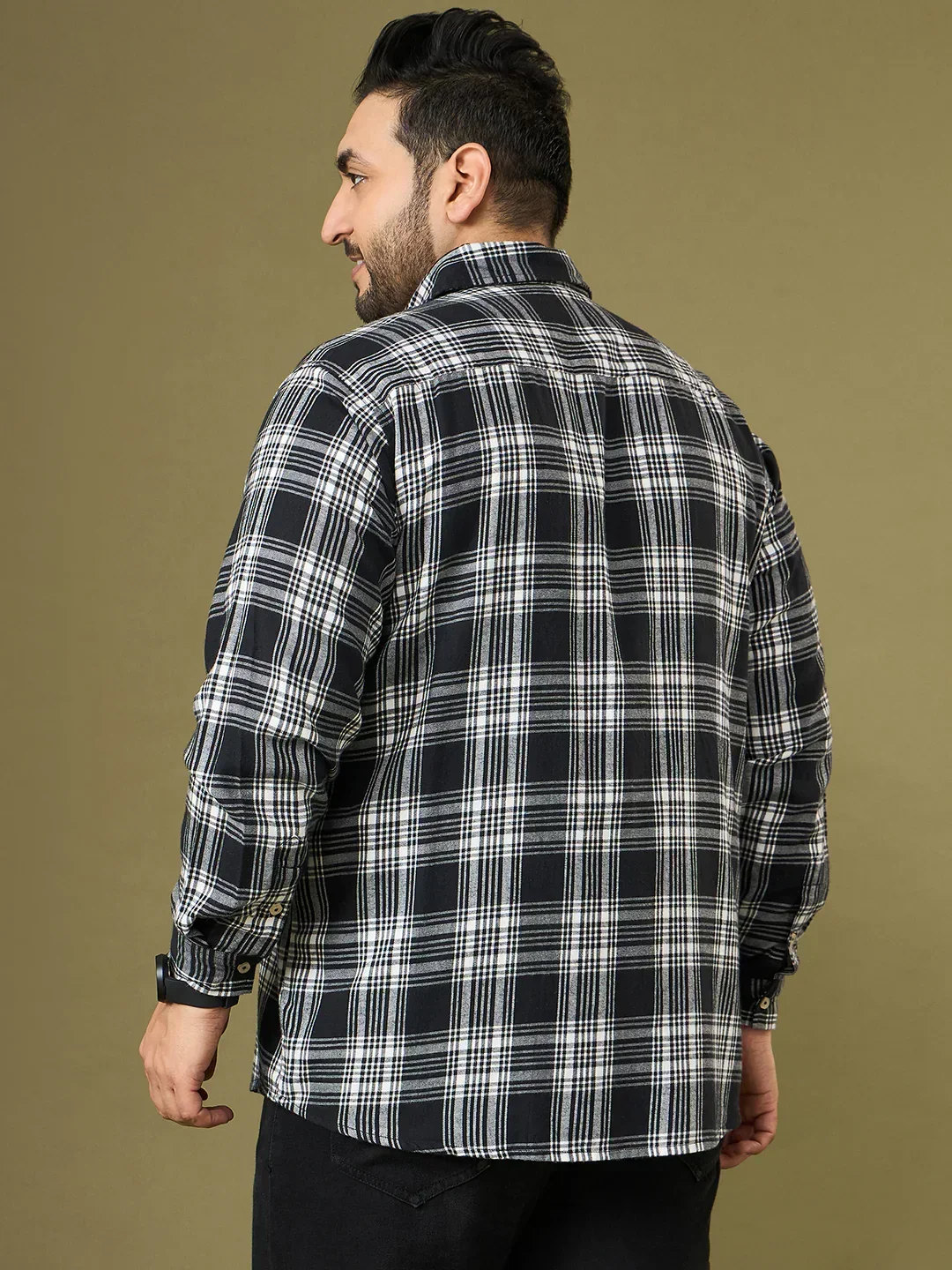 Men Plus Size Ebonis Multicolor Checkered Casual Shirt - Image 7