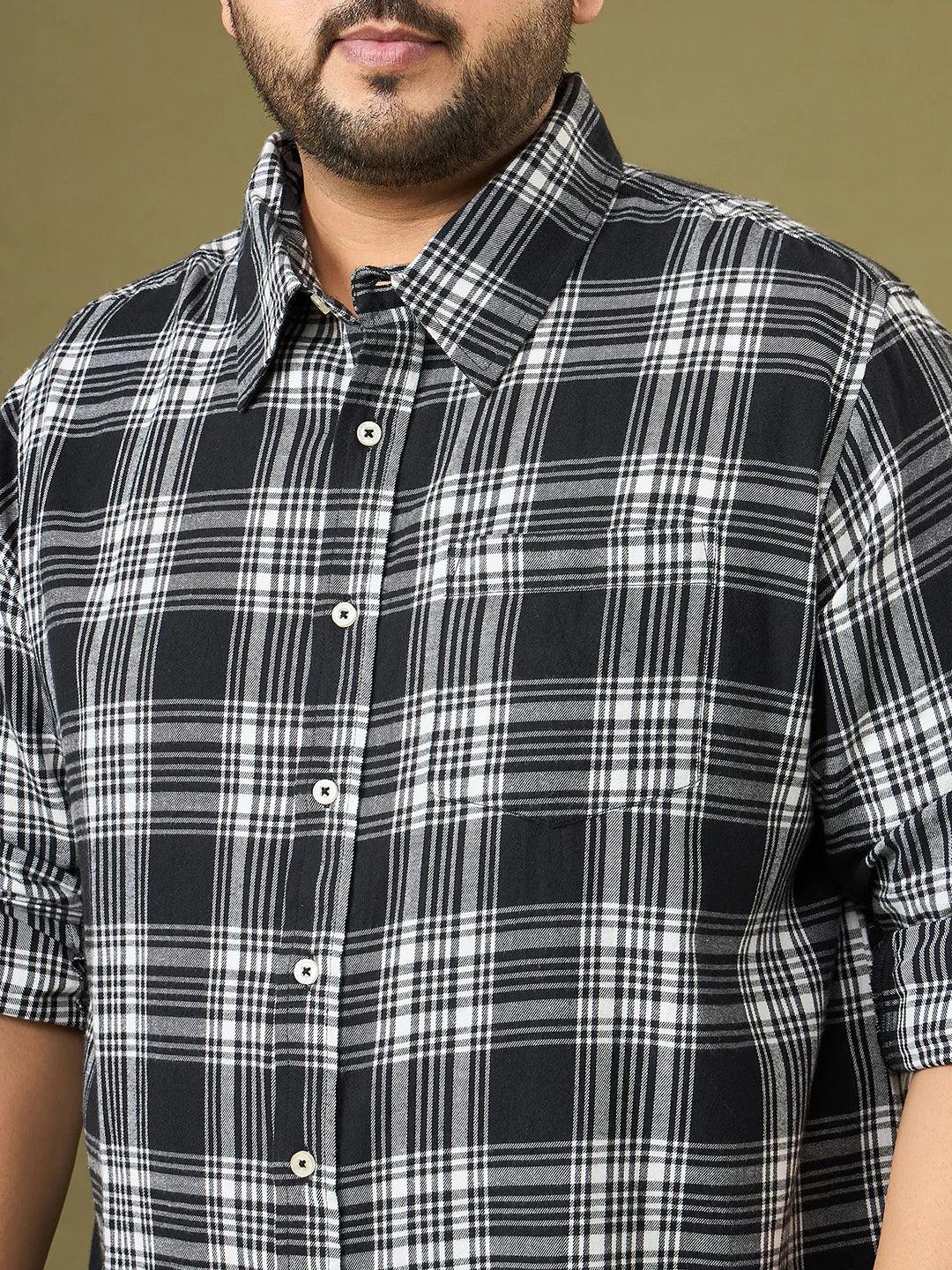 Men Plus Size Ebonis Multicolor Checkered Casual Shirt - Image 8