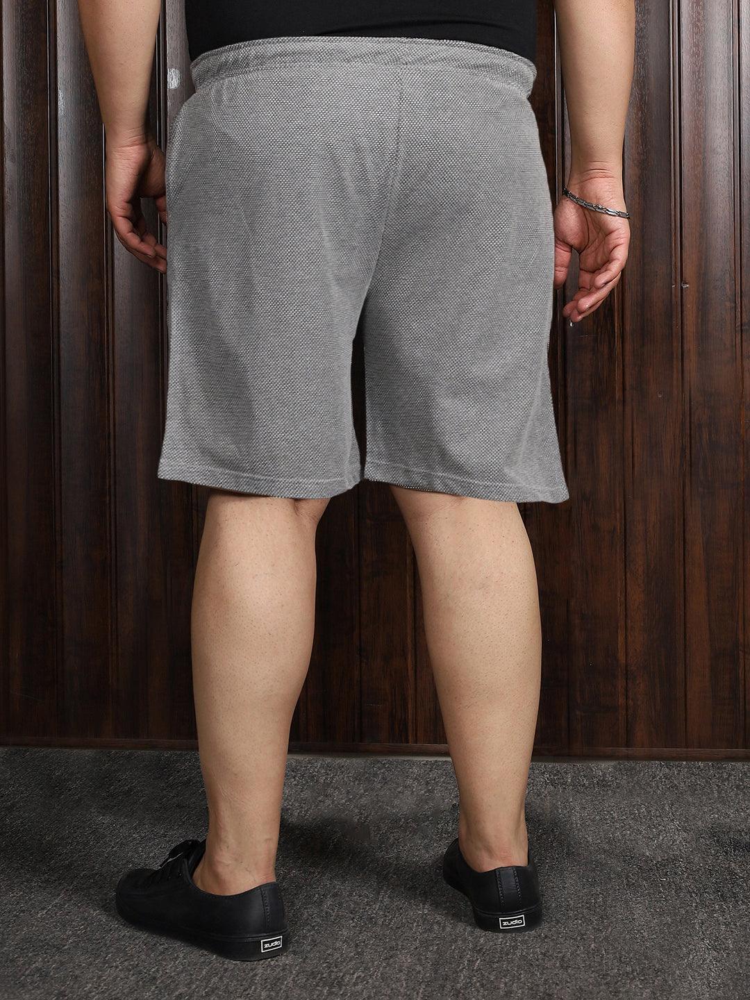 Men Plus Size Bumble-Grey Self Design Shorts - Image 5
