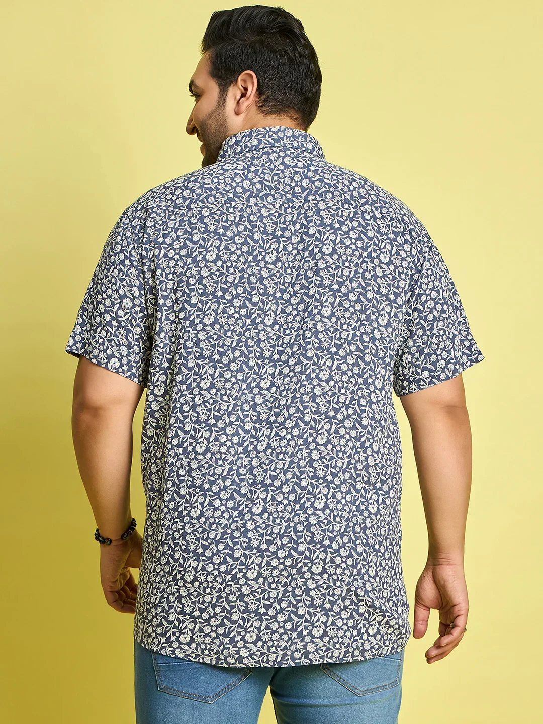 Men Plus Size Eliud Floral Print /Blue Colors Shirt - Image 6
