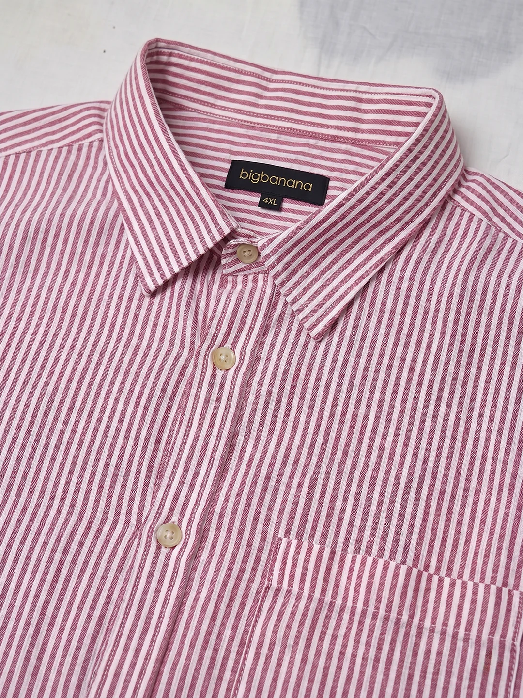 Men Plus Size Elorae Pink Striped Shirts - Image 4