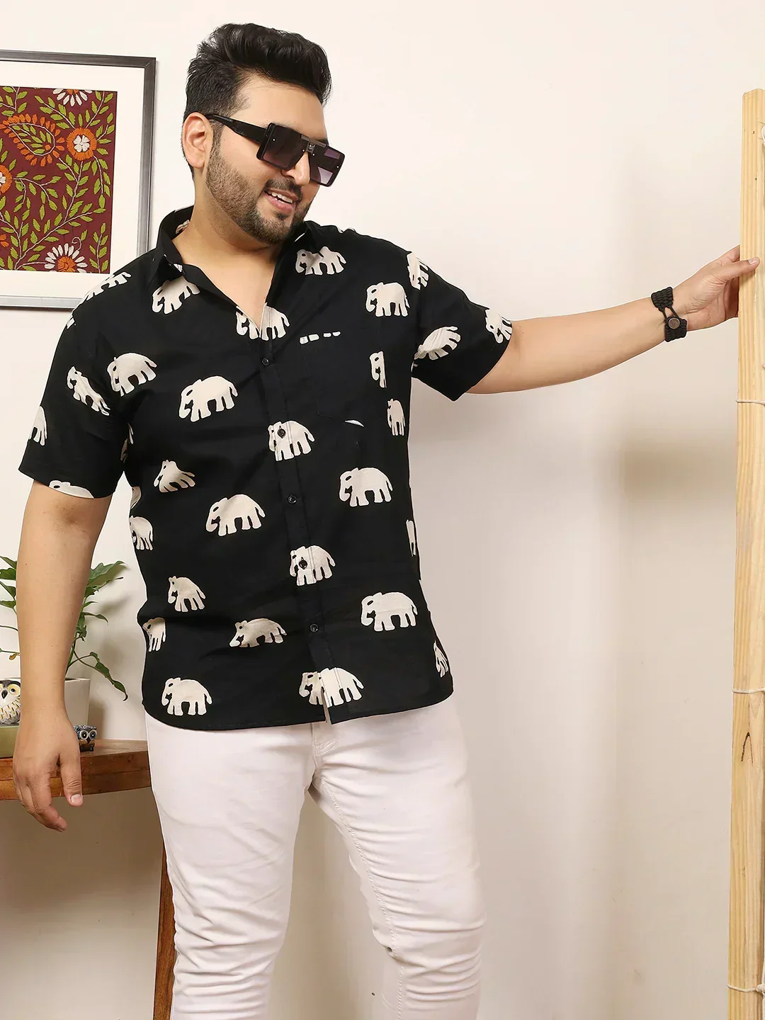 Men Plus Size Elvora Multicolor Printed Shirt - Image 8