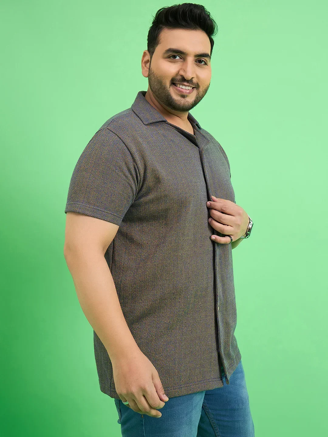 Men Plus Size Emberfall Navy Blue Solid Shirt - Image 4