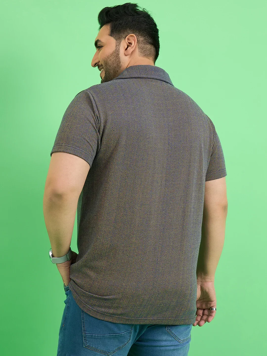 Men Plus Size Emberfall Navy Blue Solid Shirt - Image 5