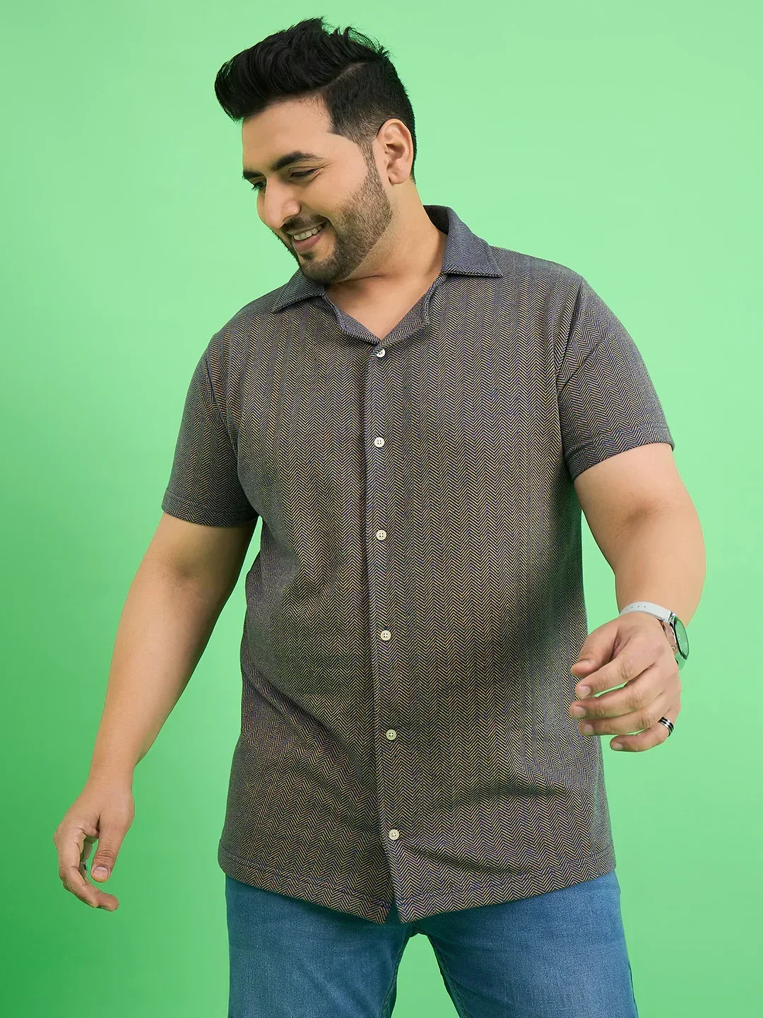 Men Plus Size Emberfall Navy Blue Solid Shirt - Image 7