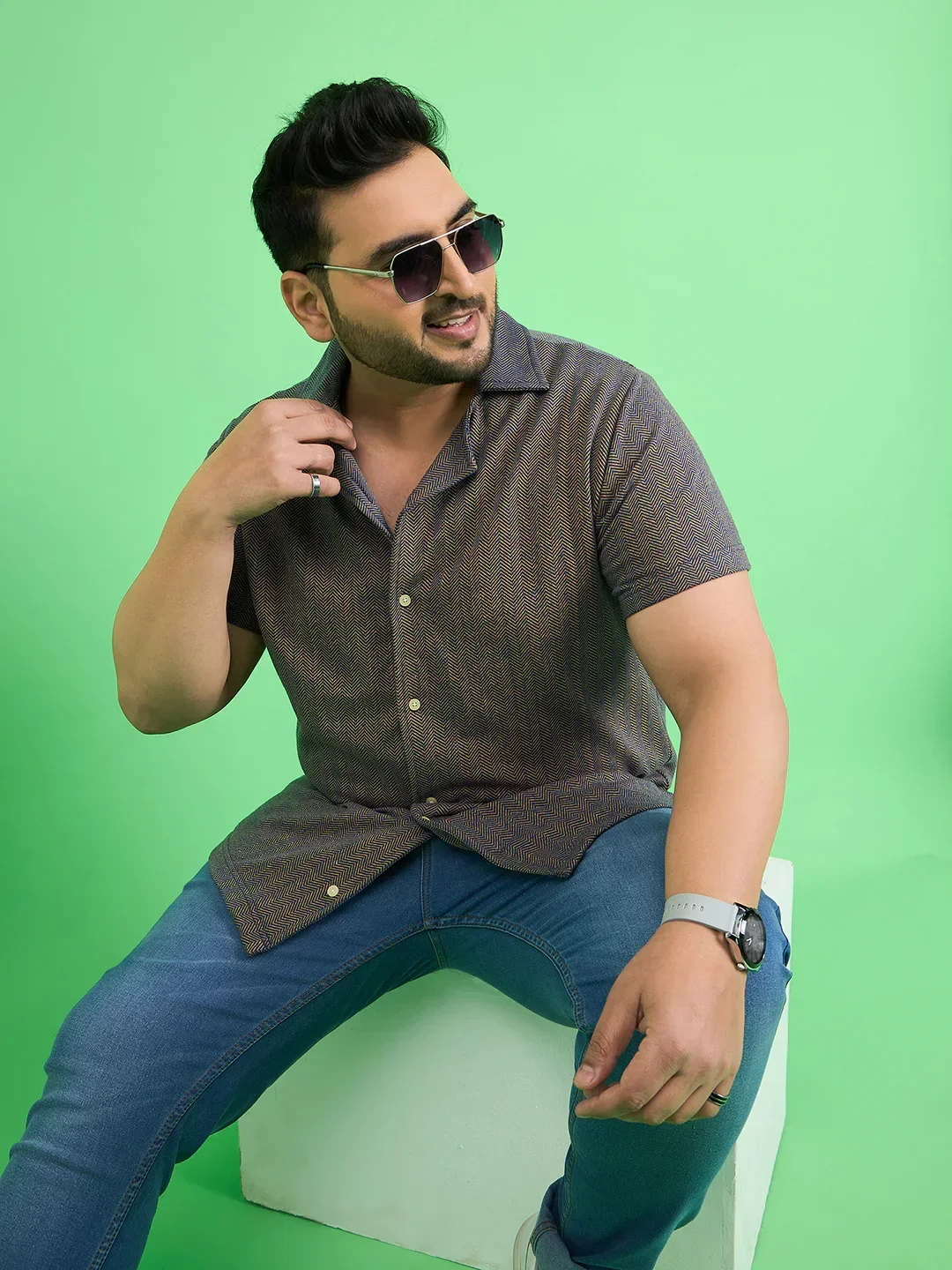 Men Plus Size Emberfall Navy Blue Solid Shirt - Image 8