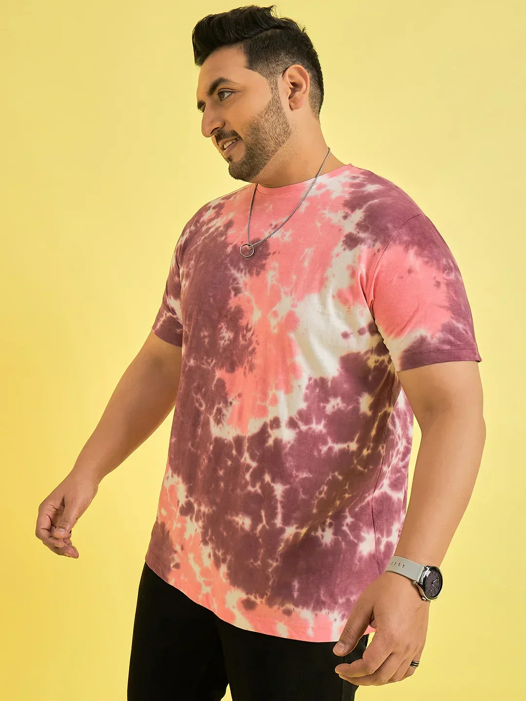 Men Plus Size Emberglow Multicolor Printed Round Neck Tshirt - Image 3