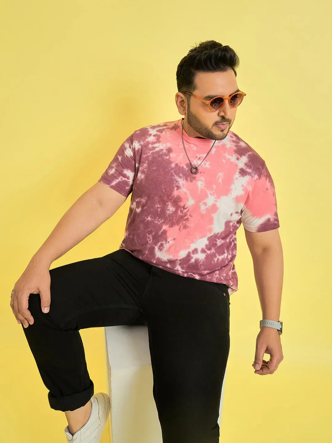 Men Plus Size Emberglow Multicolor Printed Round Neck Tshirt - Image 7