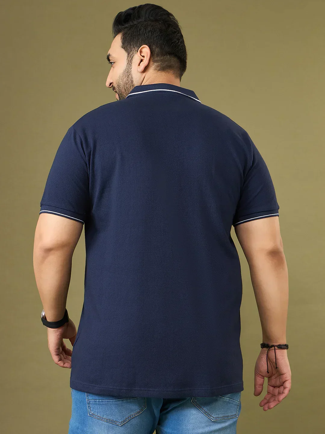Men Plus Size Endura Navy Printed Polo Tshirt - Image 5