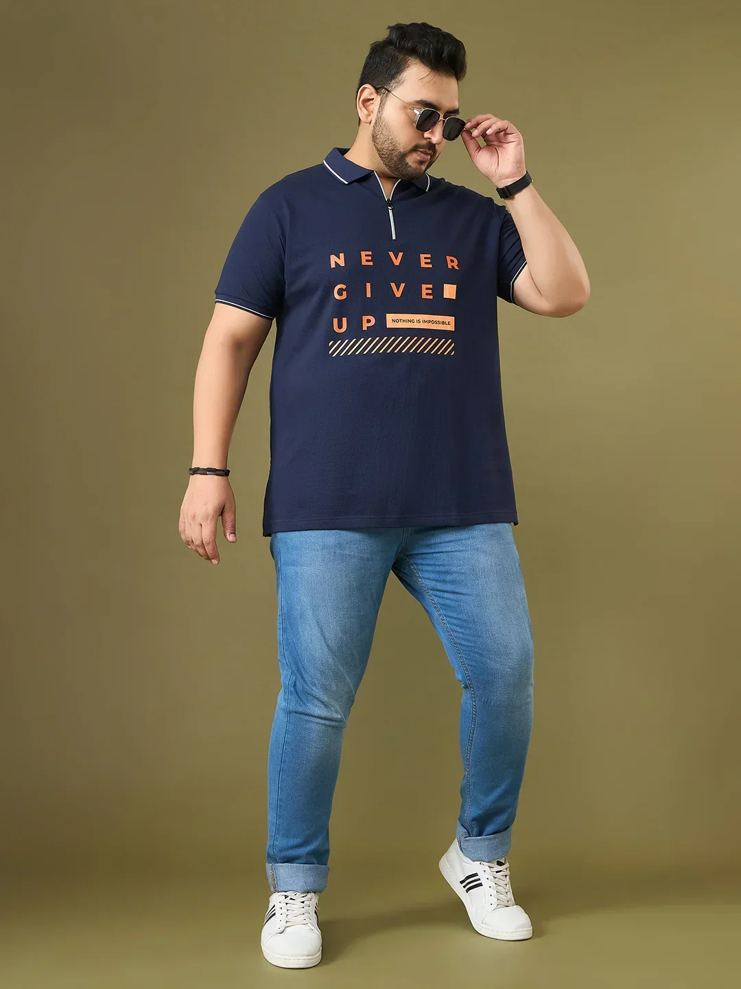 Men Plus Size Endura Navy Printed Polo Tshirt - Image 7